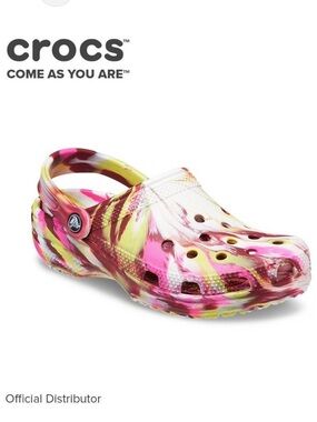 CROCS Unisex Marbled Clog in Electric Pink Yellow White Purple